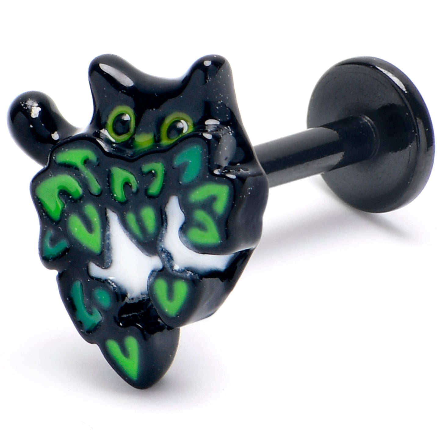 16G 5/16 Black Pouncing Cat Labret Monroe Tragus