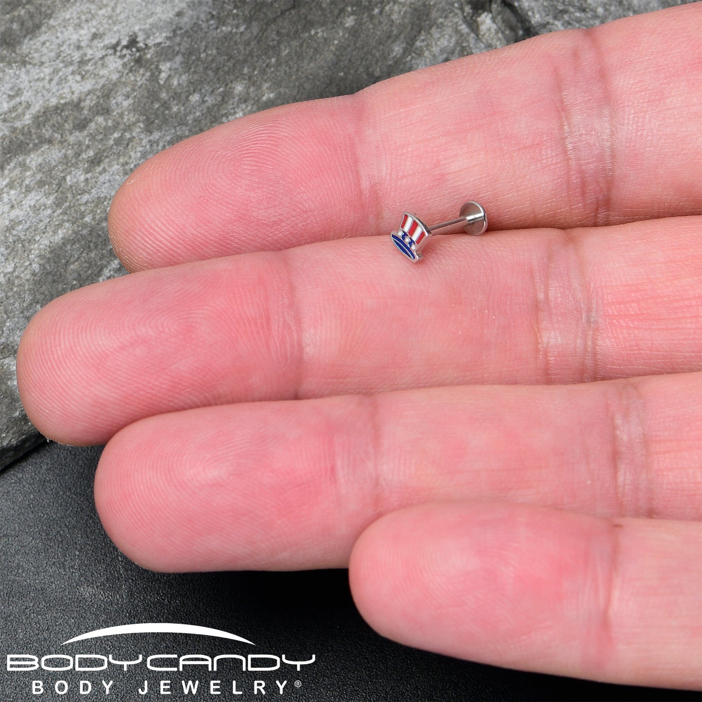 16G 5/16 Patriotic Uncle Sam Top Hat Labret Monroe Tragus