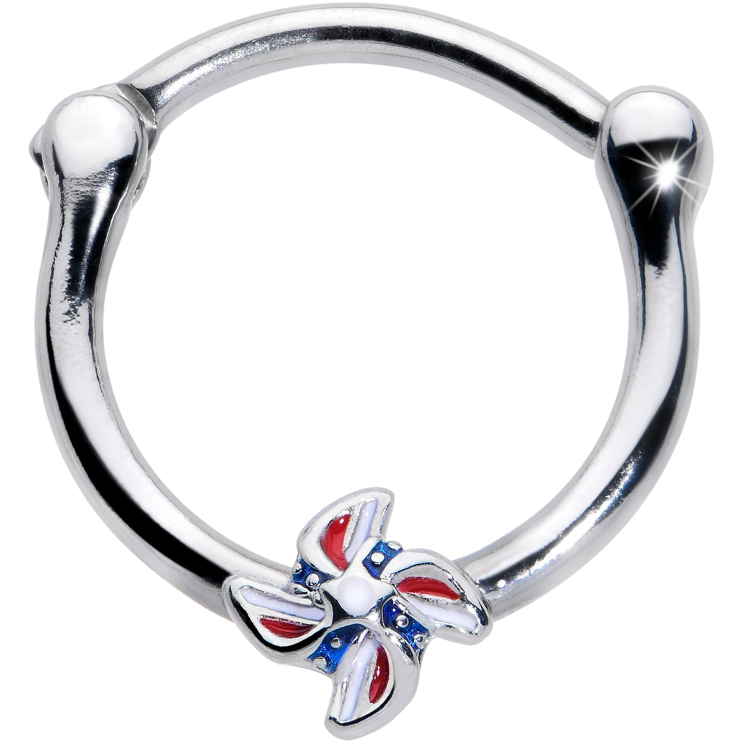 16G 3/8 Patriotic Pinwheel Cartilage Clicker