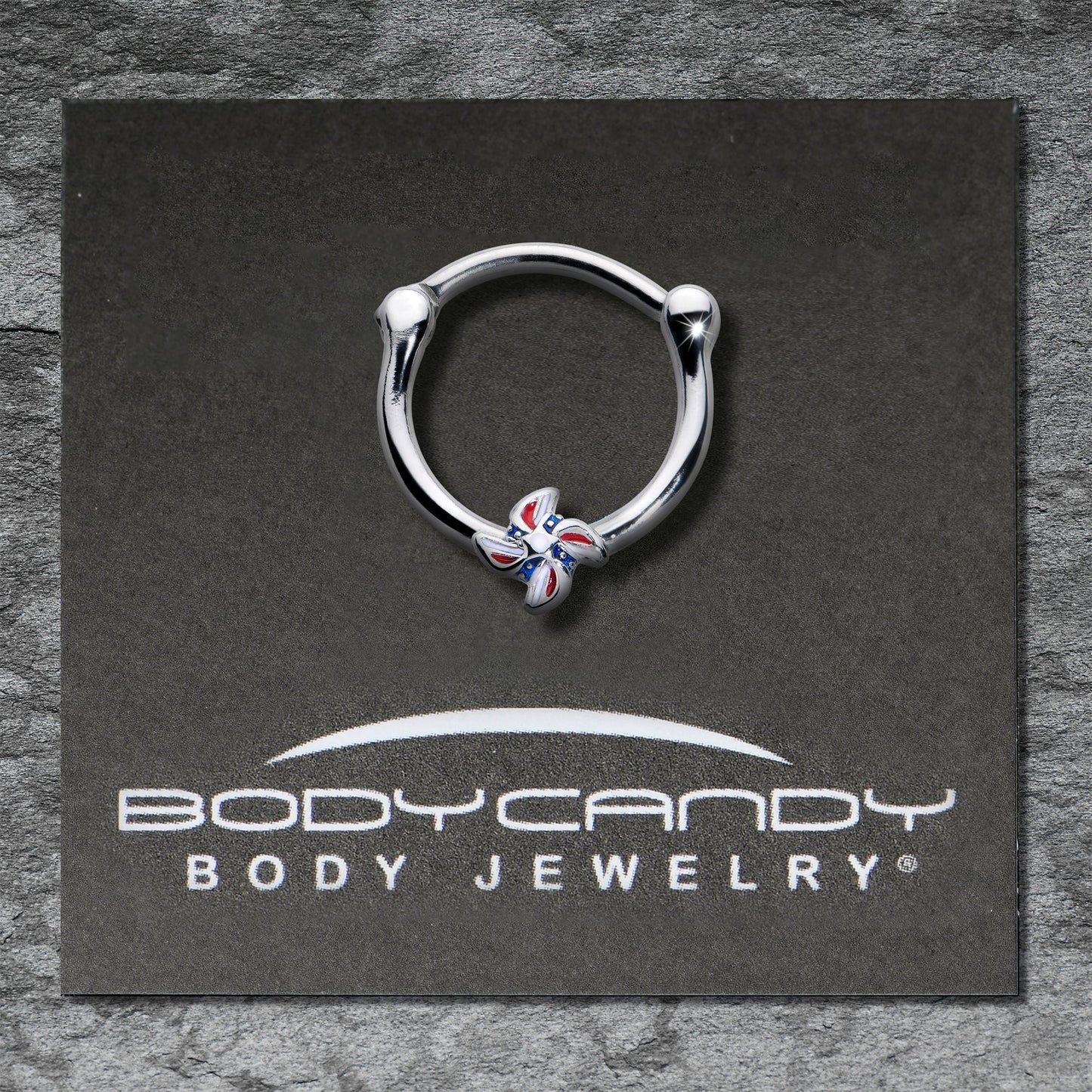 16G 3/8 Patriotic Pinwheel Cartilage Clicker