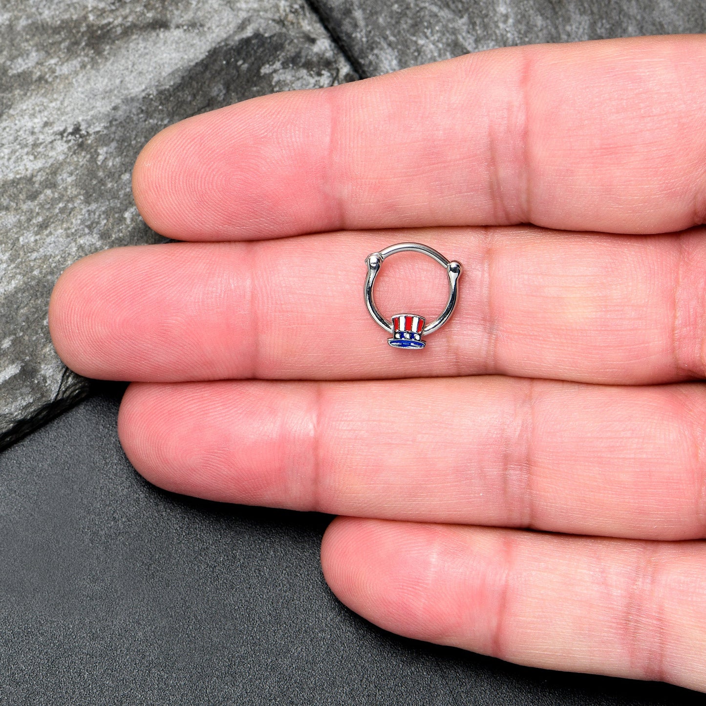 16G 3/8 Patriotic Uncle Sam Top Hat Cartilage Clicker