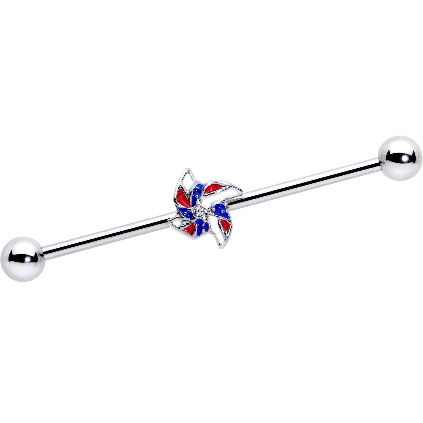 14G Patriotic Pinwheel Industrial Barbell 38mm