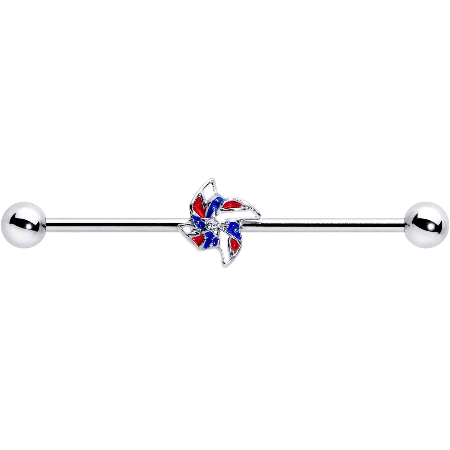 14G Patriotic Pinwheel Industrial Barbell 38mm