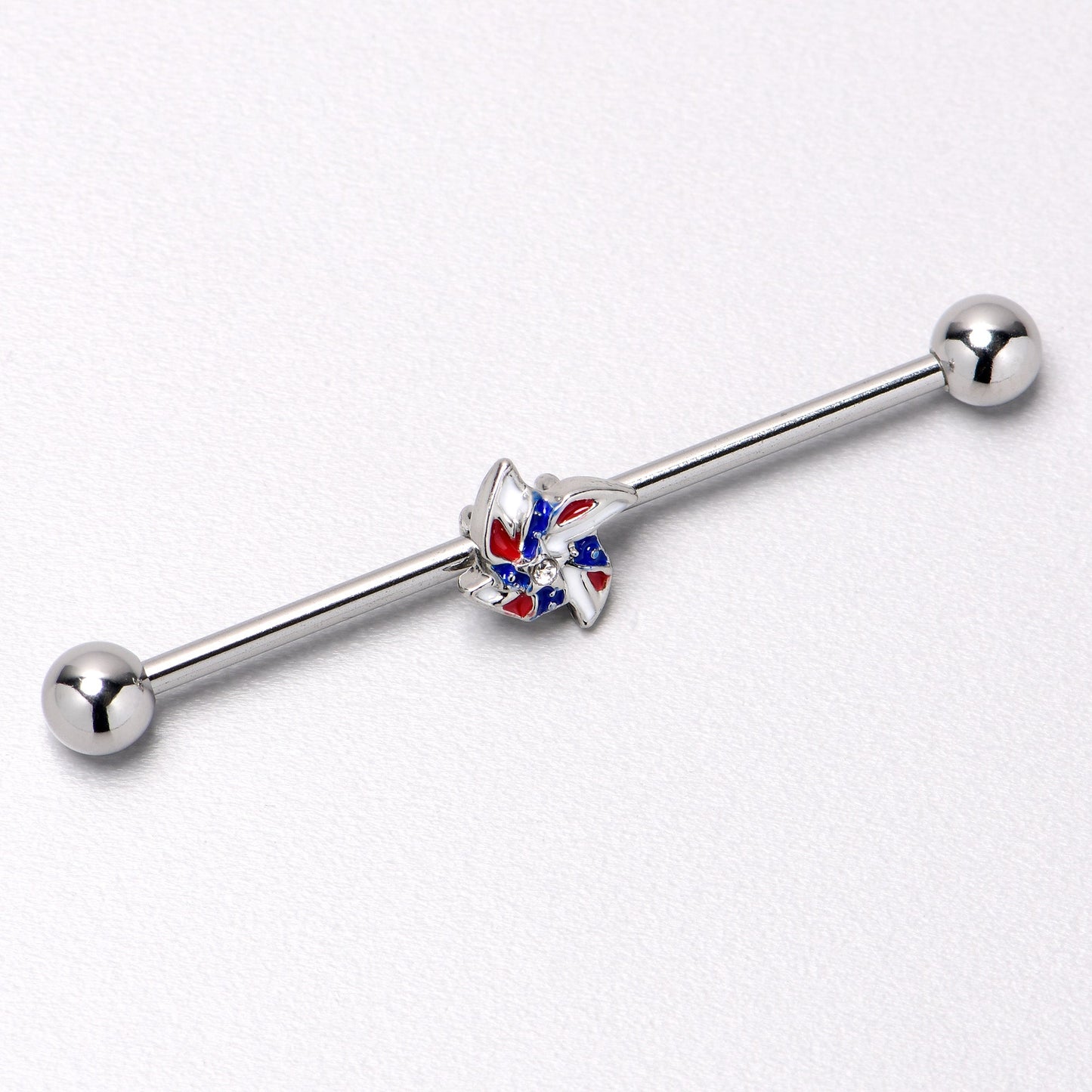 14G Patriotic Pinwheel Industrial Barbell 38mm