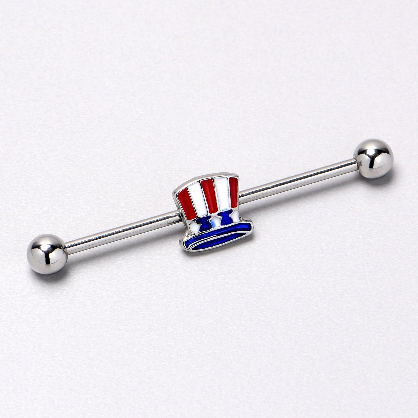 14G Patriotic Uncle Sam Top Hat Industrial Barbell 38mm