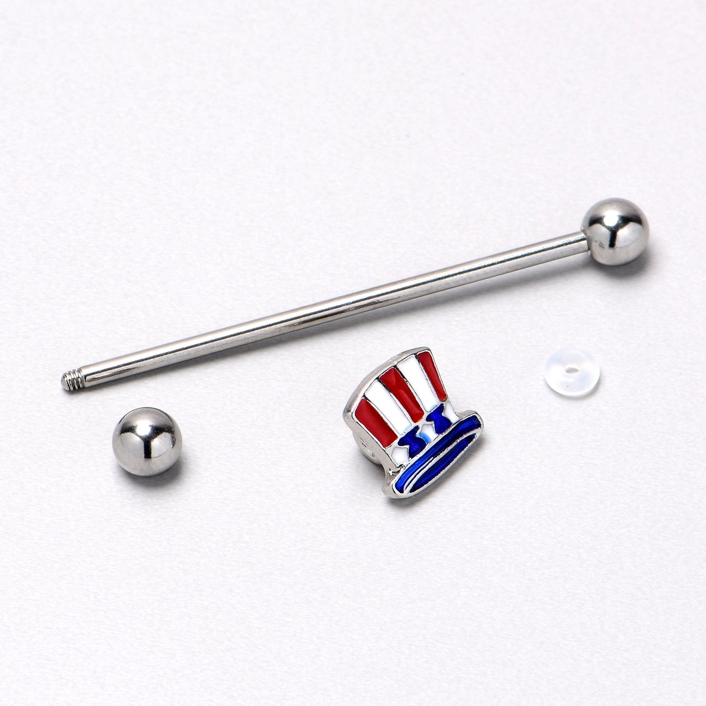 14G Patriotic Uncle Sam Top Hat Industrial Barbell 38mm