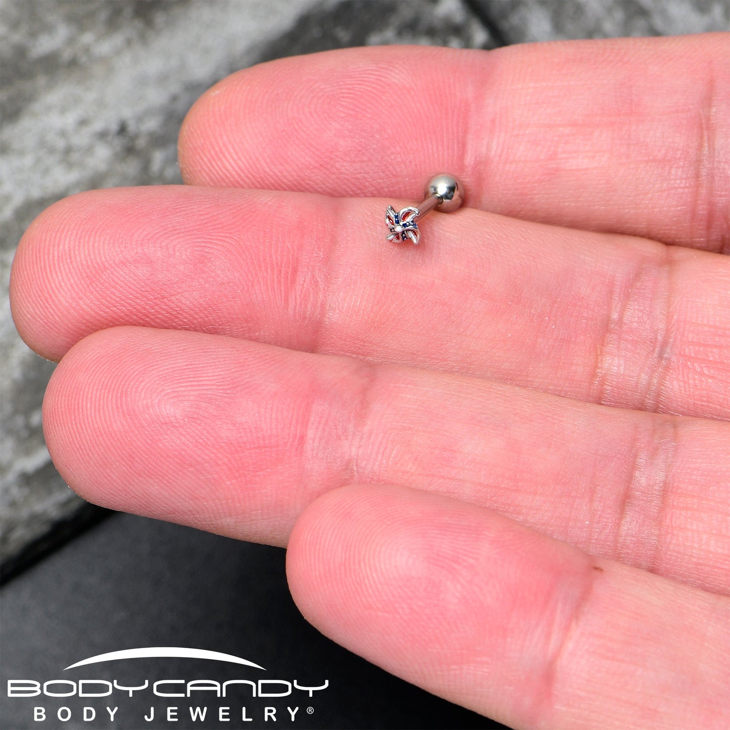 16G 1/4 Patriotic Pinwheel Cartilage Tragus Earring