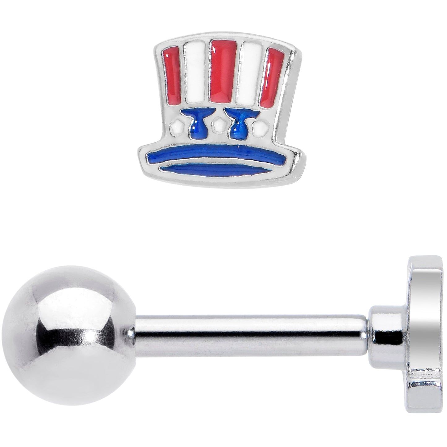 16G 1/4 Patriotic Uncle Sam Top Hat Cartilage Tragus Earring