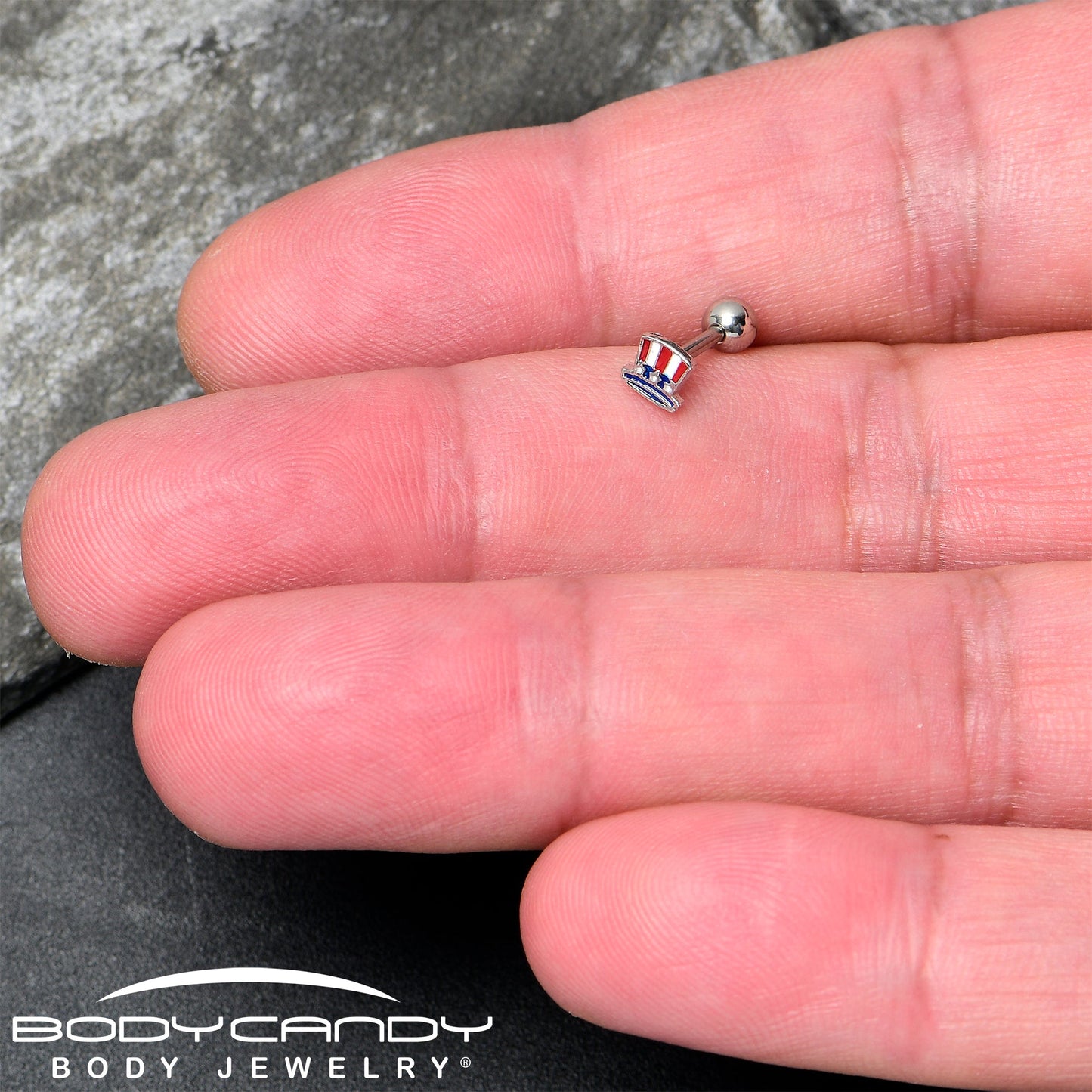 16G 1/4 Patriotic Uncle Sam Top Hat Cartilage Tragus Earring