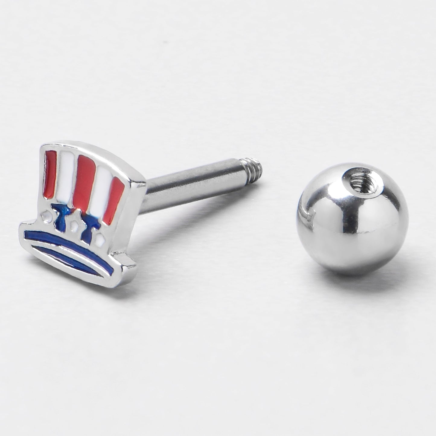 16G 1/4 Patriotic Uncle Sam Top Hat Cartilage Tragus Earring