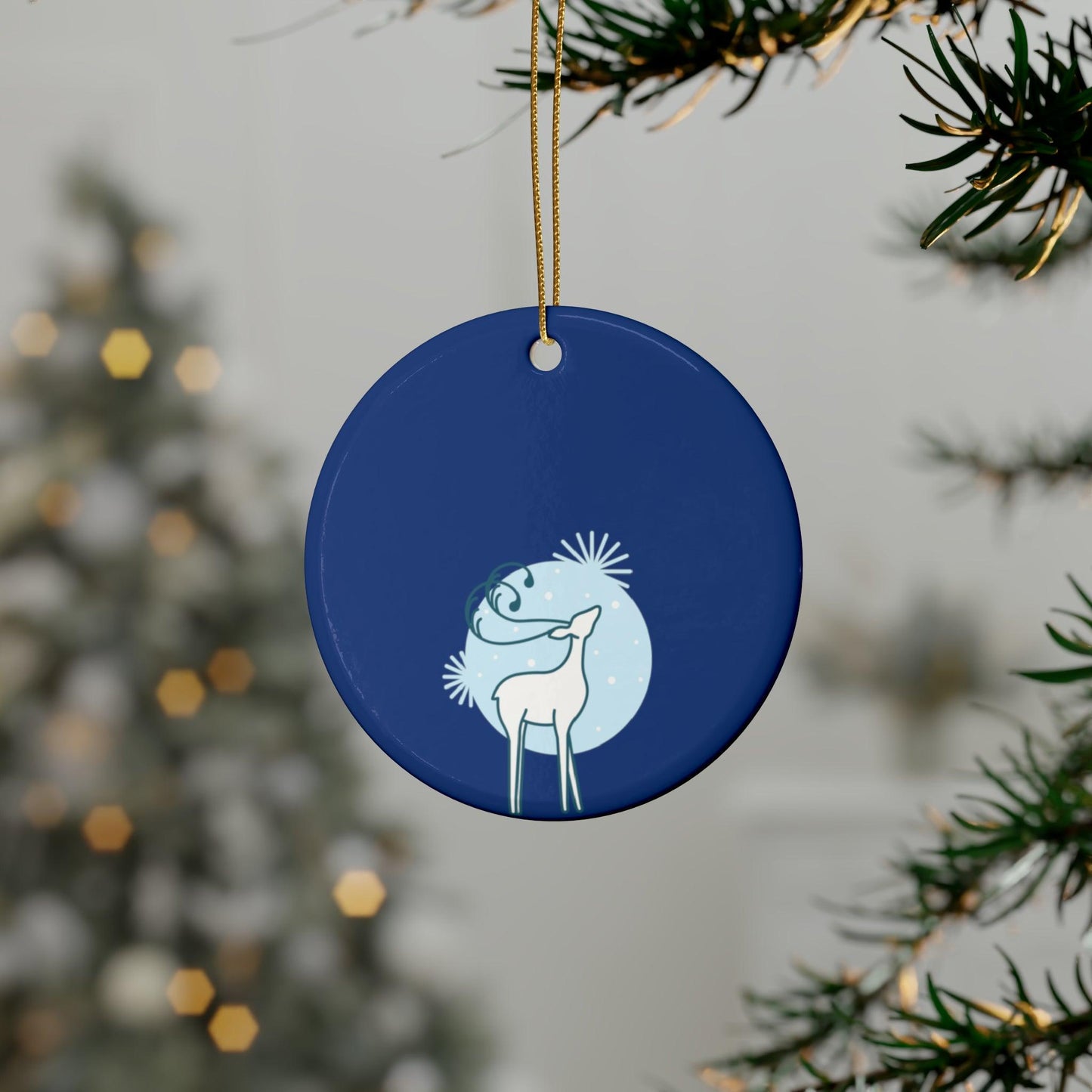 Blue Christmas Tree Reindeer Ceramic Ornaments (1pcs, 5pcs, 10pcs, 20pcs) - Lizard Vigilante