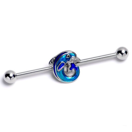 14G Dolphin Blue Beauty Industrial Barbell 38mm