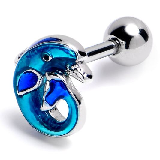16G 1/4 Dolphin Blue Beauty Cartilage Tragus Earring