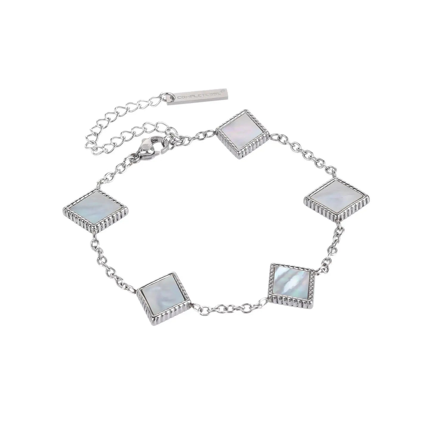 Square Natural White Shell Pendant Collarbone Necklace Bracelet