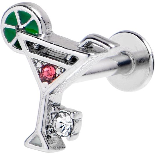 16G 1/4 Pink Clear Gem Cocktail Hour Labret Tragus