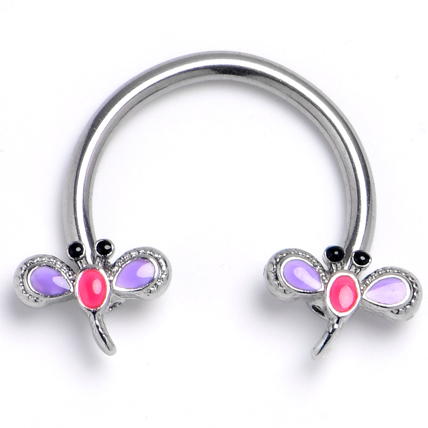 16G 3/8 Embellished Dragonfly Horseshoe Circular Barbell