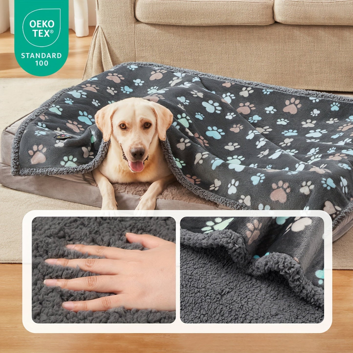 Waterproof Sherpa Fleece Dog Blanket For Small Medium Large Dogs, Reversible Couch Cover, Machine Washable Pet Puppy Blanket With Anti-Tear Protection