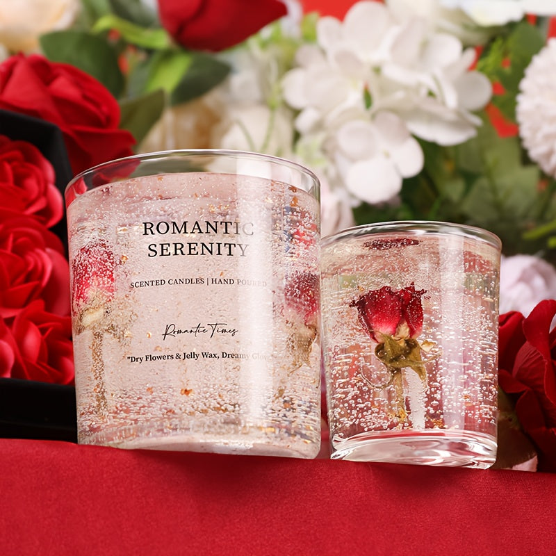 Rose Jelly Scented Candle for Aromatherapy, Romantic Atmosphere - Ideal for Birthdays, Valentine's Day, Anniversaries, Thanksgiving, Christmas - 1pc, Soy Wax in Glass Jar