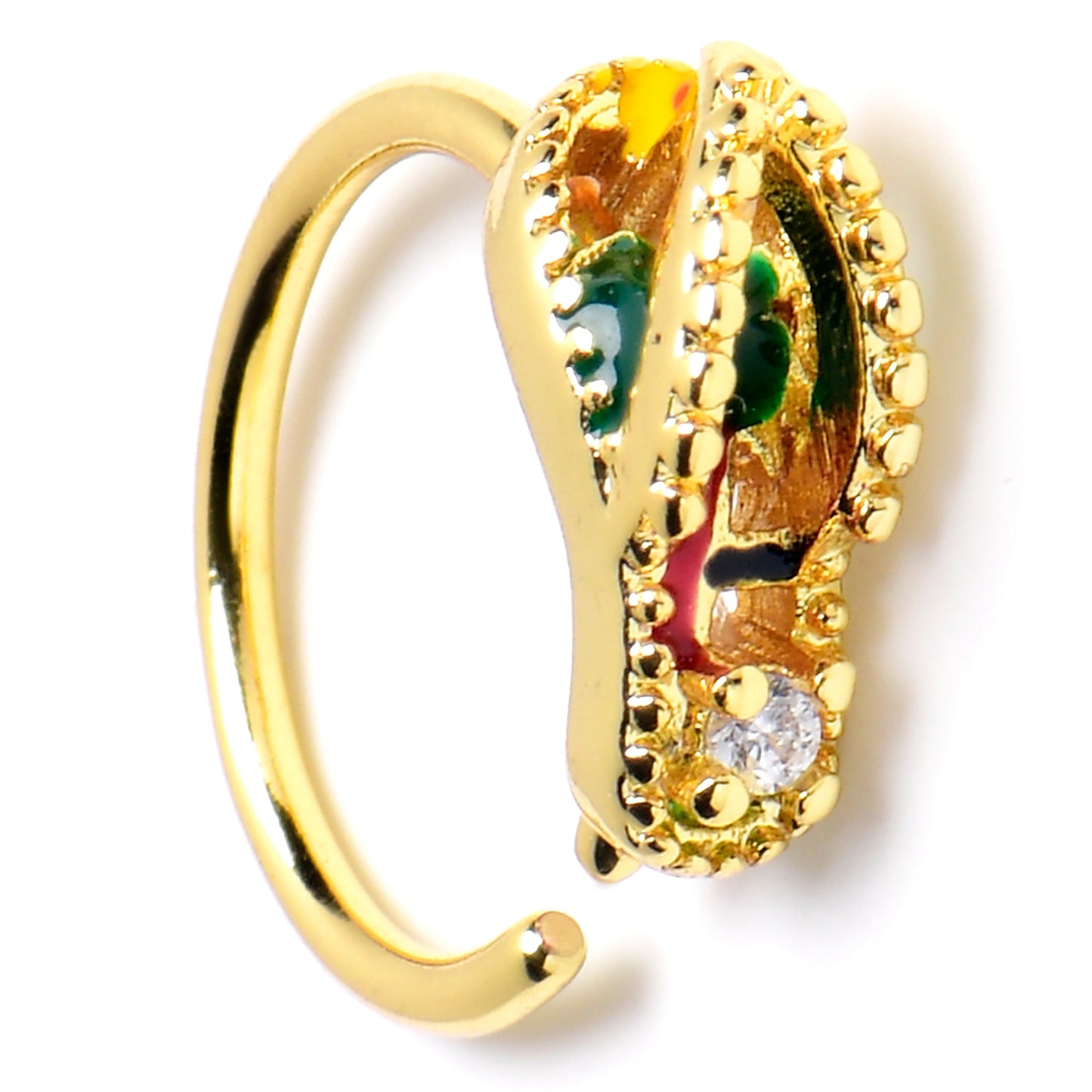 20G 5/16 Clear Gem Gold Tone Beach Sandal Nose Hoop