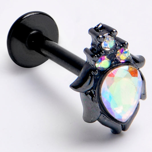16G 5/16 Aurora Gem Black Dream Drop Labret Monroe Tragus
