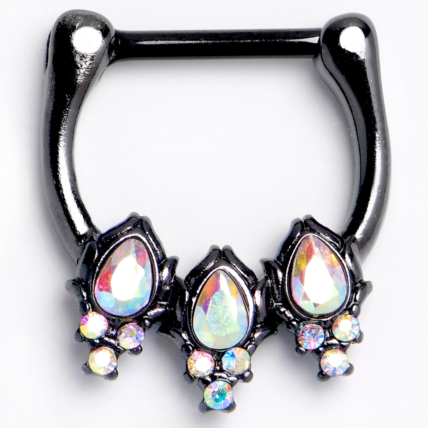 16G 5/16 Aurora CZ Gem Black Dream Drops Cartilage Clicker Ring