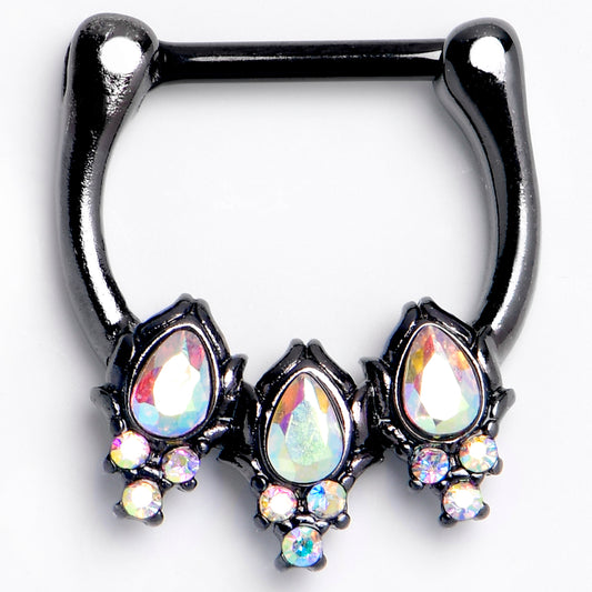 16G 5/16 Aurora CZ Gem Black Dream Drops Cartilage Clicker Ring