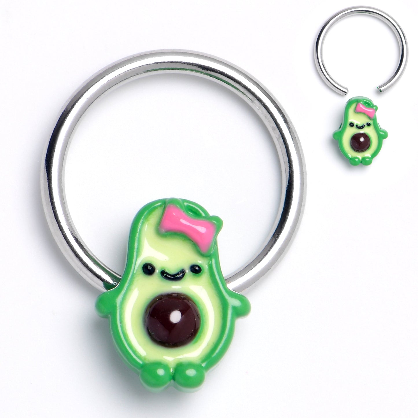 16G 3/8 Cutie Avocado BCR Captive Ring