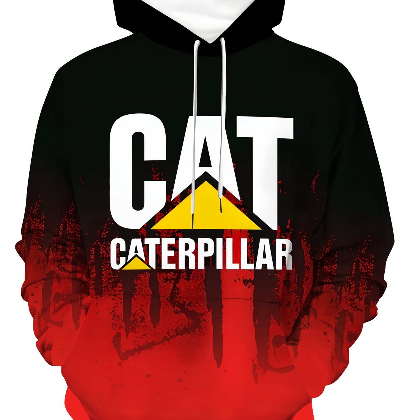 Plus Size Men's Cat Hoodie - Casual Polyester Knit with 3D Cat Caterpillar Print, Hooded Collar, Regular Fit - Premium hoodie from Lizard Vigilante - Just $33.88! Shop now at Lizard Vigilante