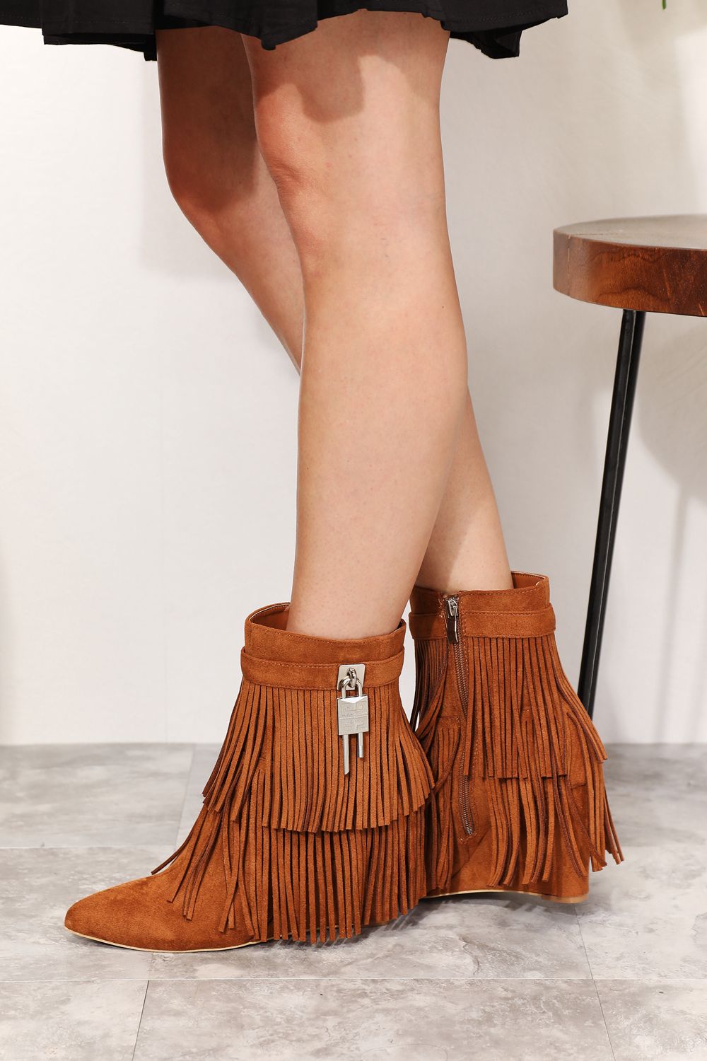 Legend Women's Tassel Wedge : Heel Ankle Booties