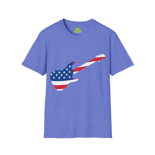 American Flag Electric Guitar Unisex Softstyle T-Shirt - Lizard Vigilante