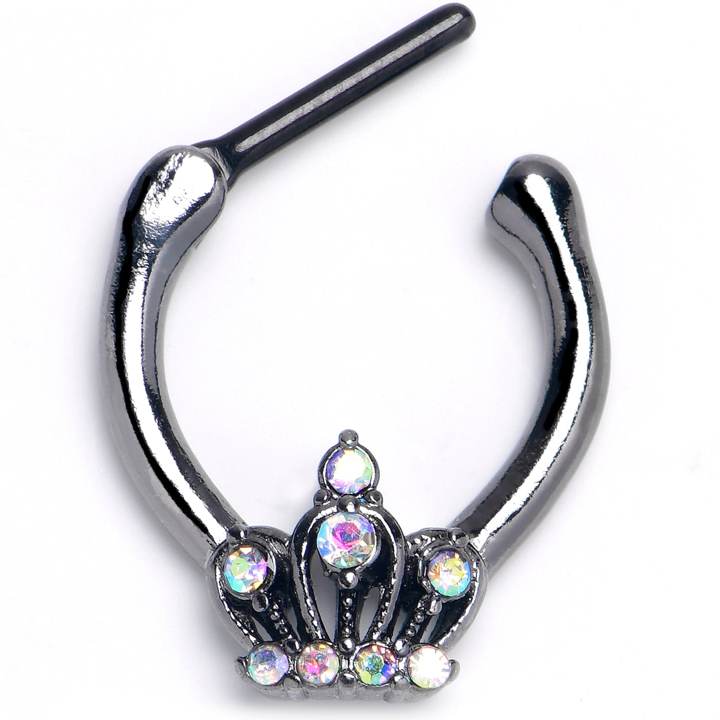 16G 5/16 Aurora CZ Gem Black Epic Crown Cartilage Clicker