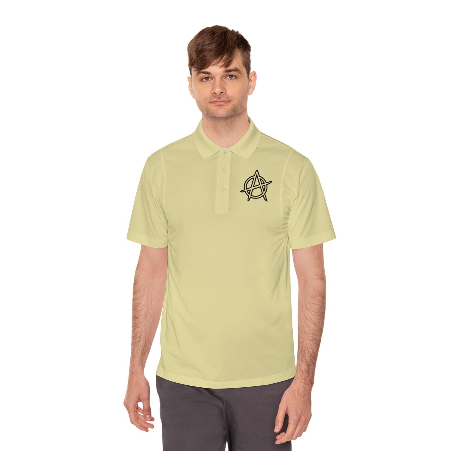 Men's Anarchy Symbol Sport Polo Shirt - Premium T-Shirt from Printify - Just $52.34! Shop now at Lizard Vigilante