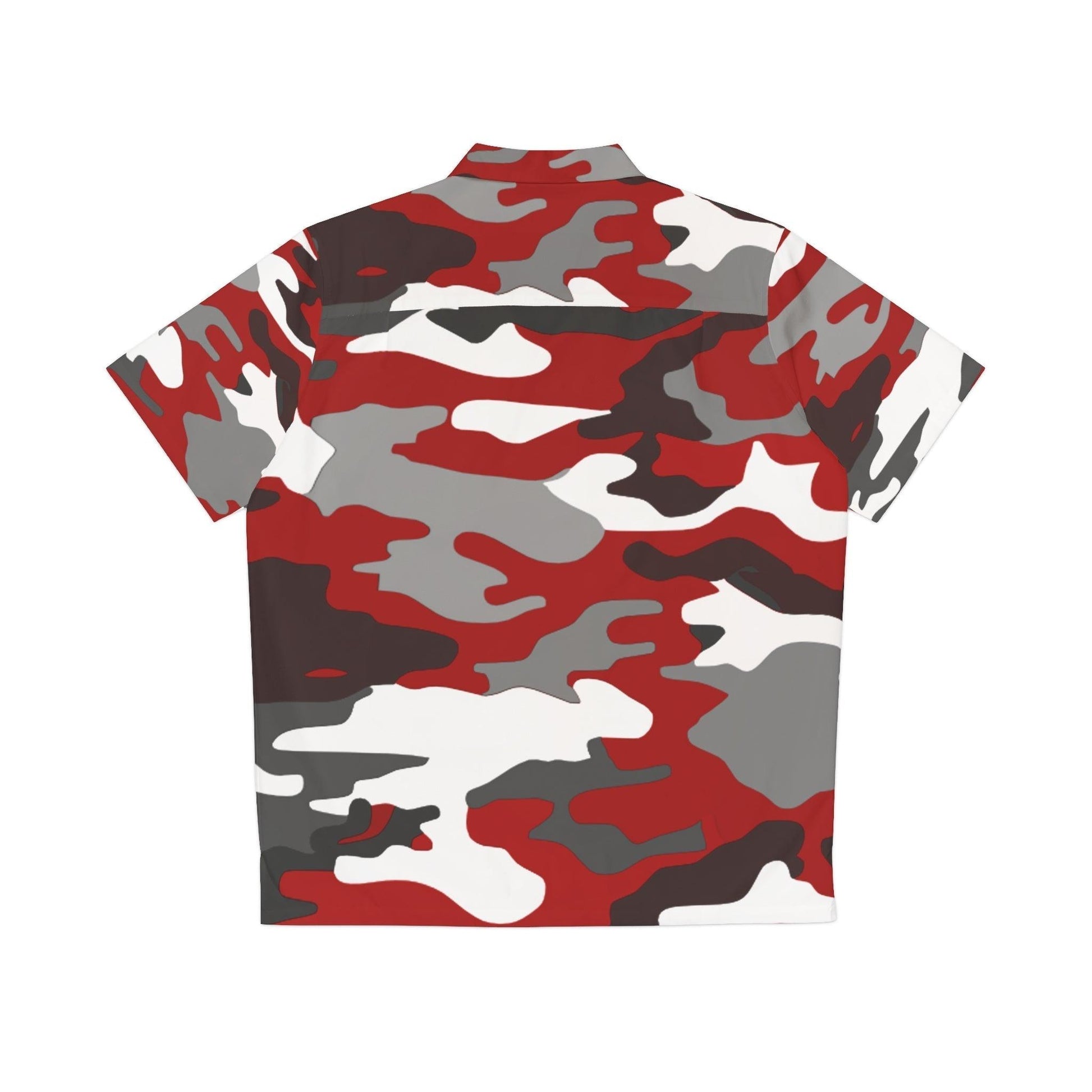 Red Black White Camo Men's Hawaiian Shirt - Lizard Vigilante