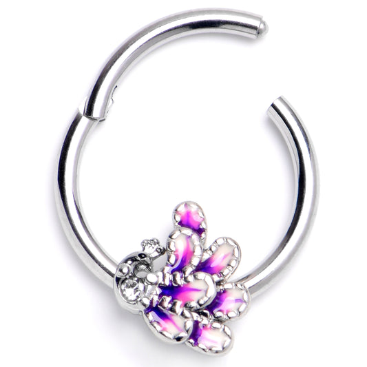 16G 3/8 Peacock Purple Hinged Segment Ring