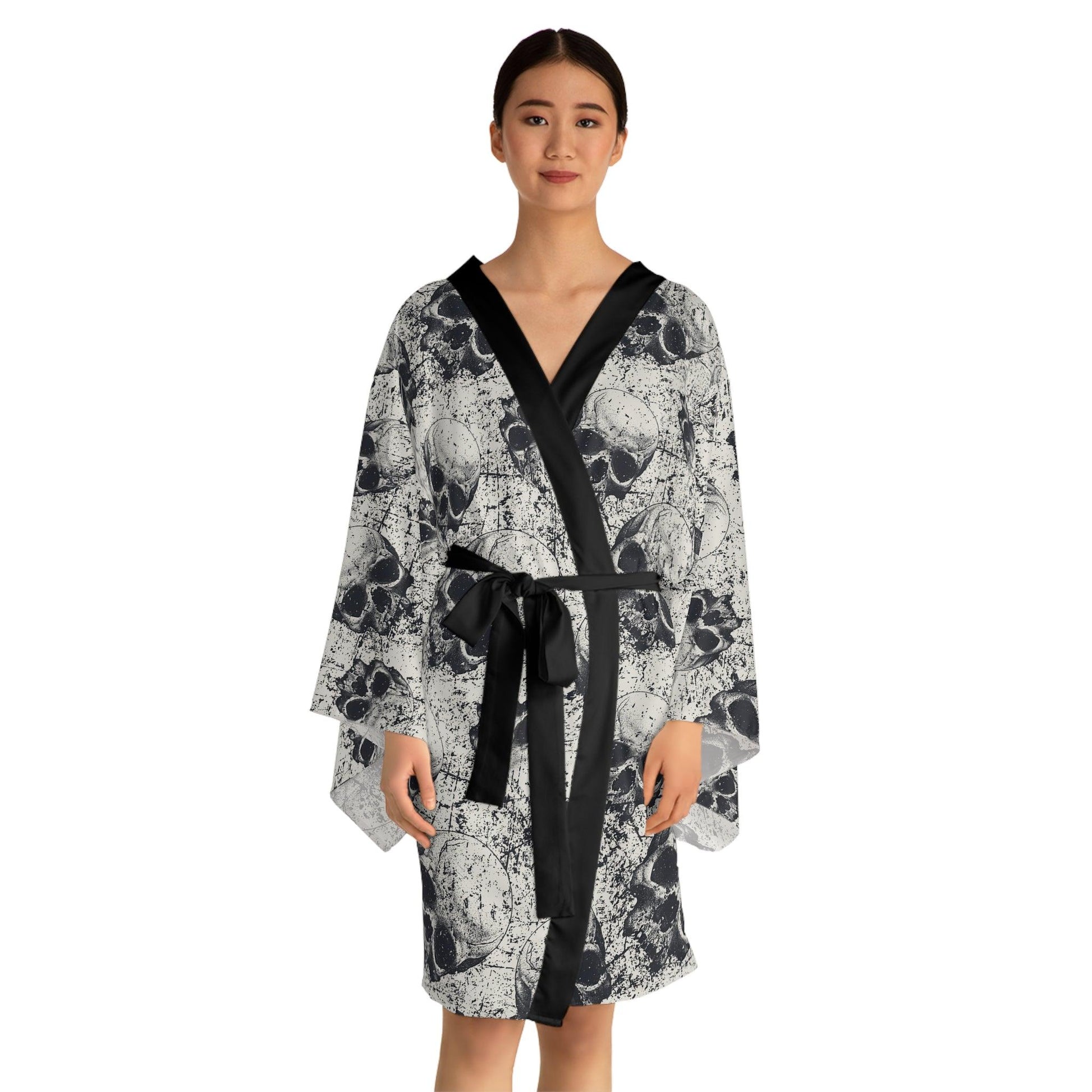 Ancient Skulls Long Sleeve Kimono Robe - Premium All Over Prints from Printify - Just $59.28! Shop now at Lizard Vigilante