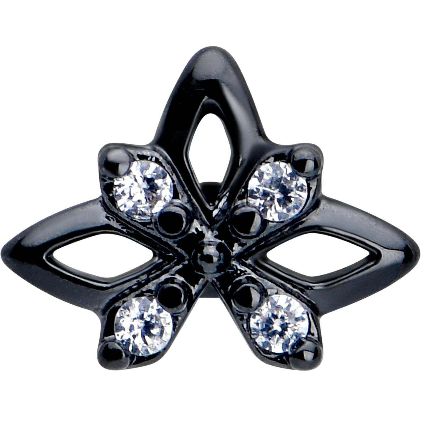 16G Clear CZ Gem Black Gothic Star Flat Back Earring