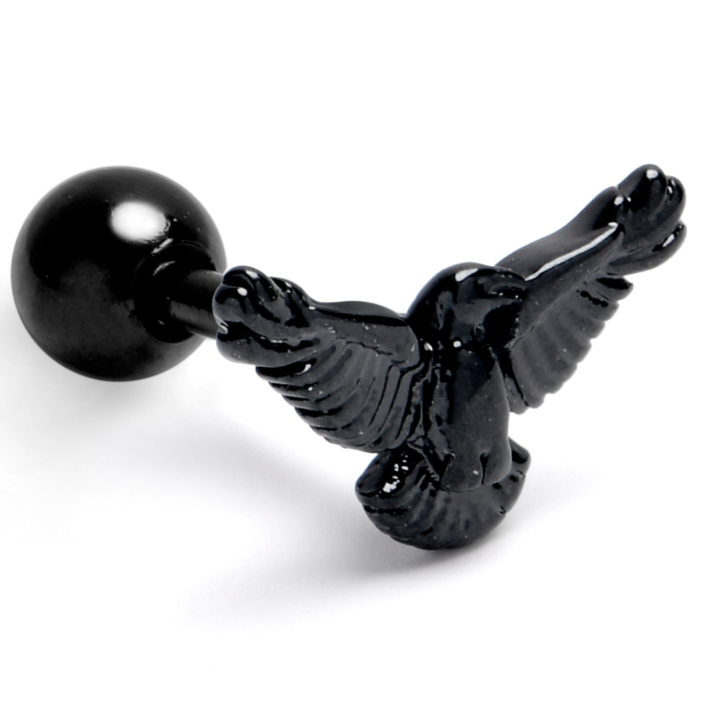 16G 1/4 Black Raven Bird Cartilage Tragus Earring