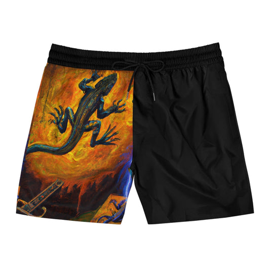 Lizard Vigilante Origins Half Men's Mid-Length Swim Shorts - Lizard Vigilante