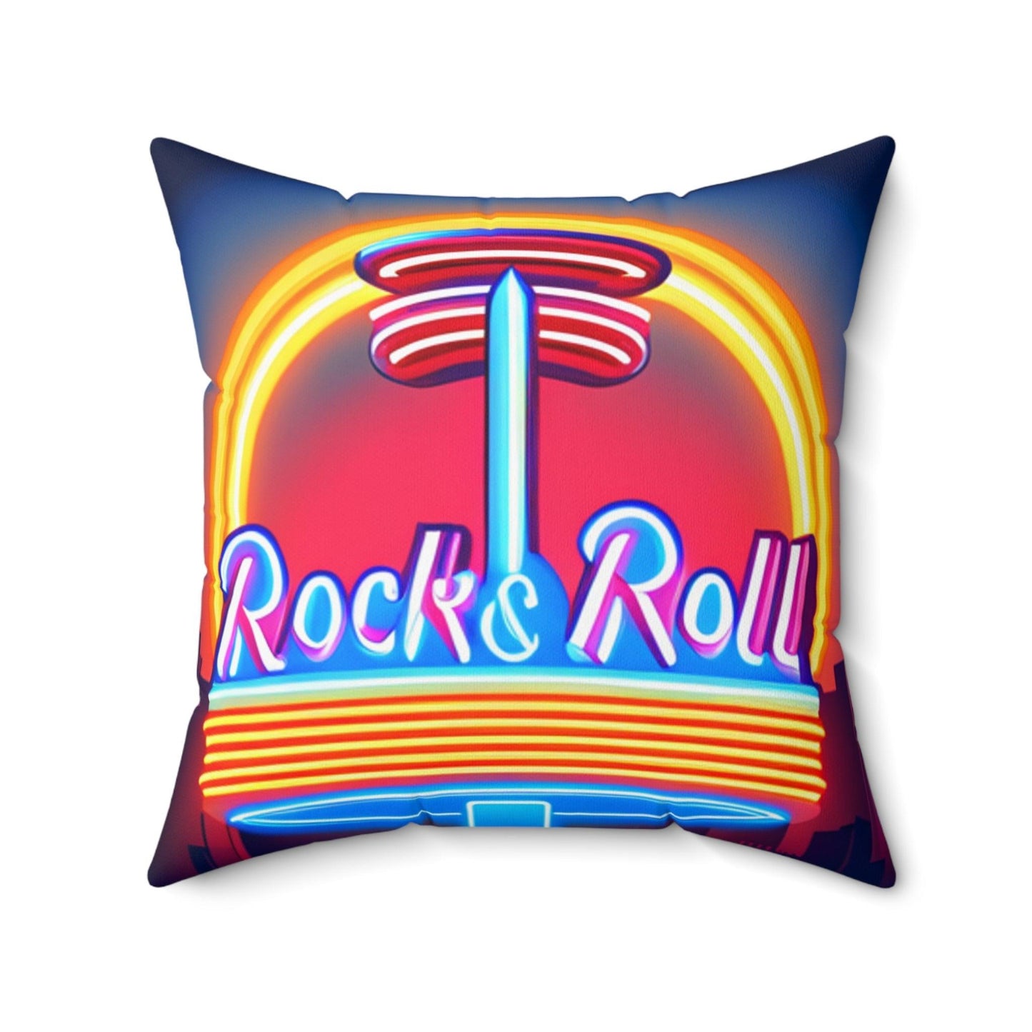 Rock & Roll Diner Spun Polyester Square Pillow - Lizard Vigilante