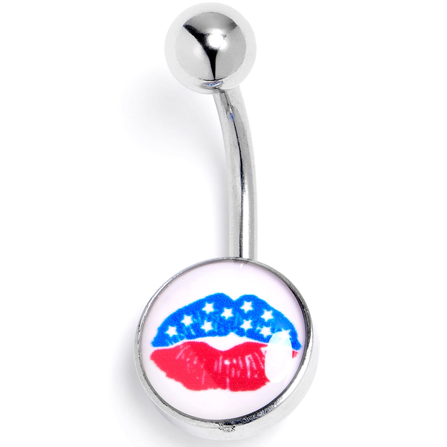 Inlay Patriotic Kissy Lips Belly Ring