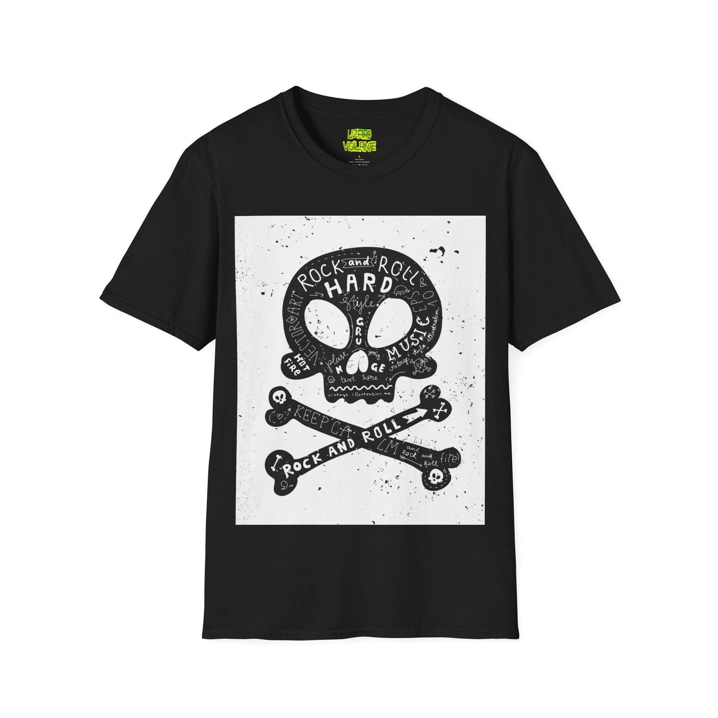 Rock and Roll Hard Skull Unisex Softstyle T-Shirt - Lizard Vigilante