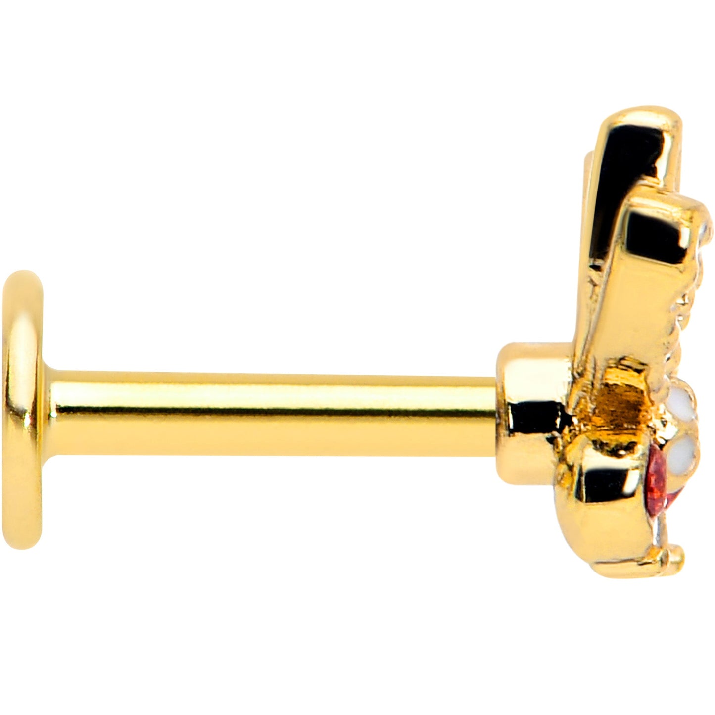 16G Red CZ Gem Gold Tone Drama Butterfly Flat Back Earring