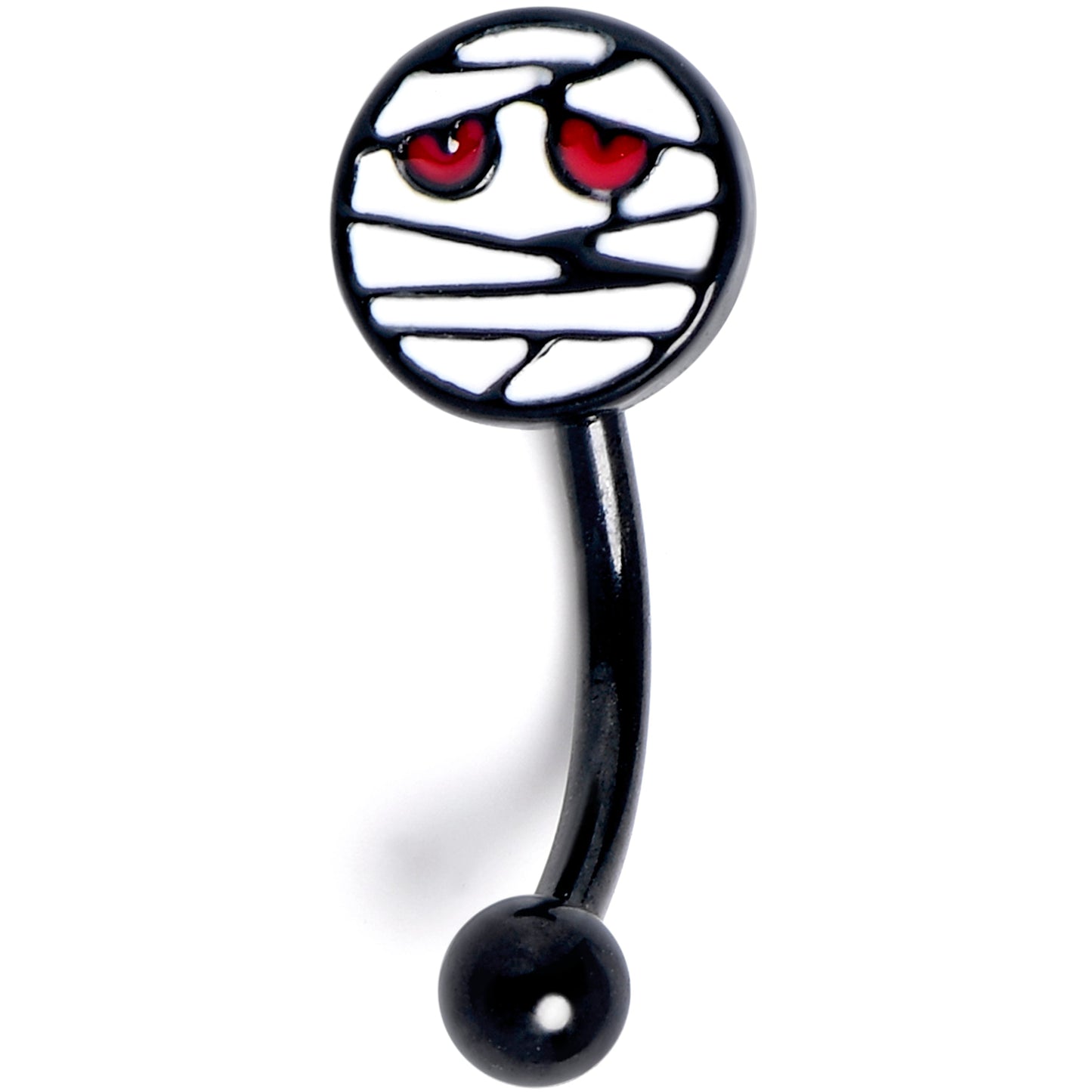 16G 5/16 Black Halloween Mummy Curved Eyebrow Ring