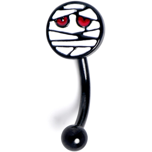 16G 5/16 Black Halloween Mummy Curved Eyebrow Ring
