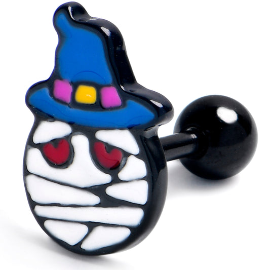 16G 1/4 Black Witch Hat Mummy Halloween Cartilage Tragus Earring