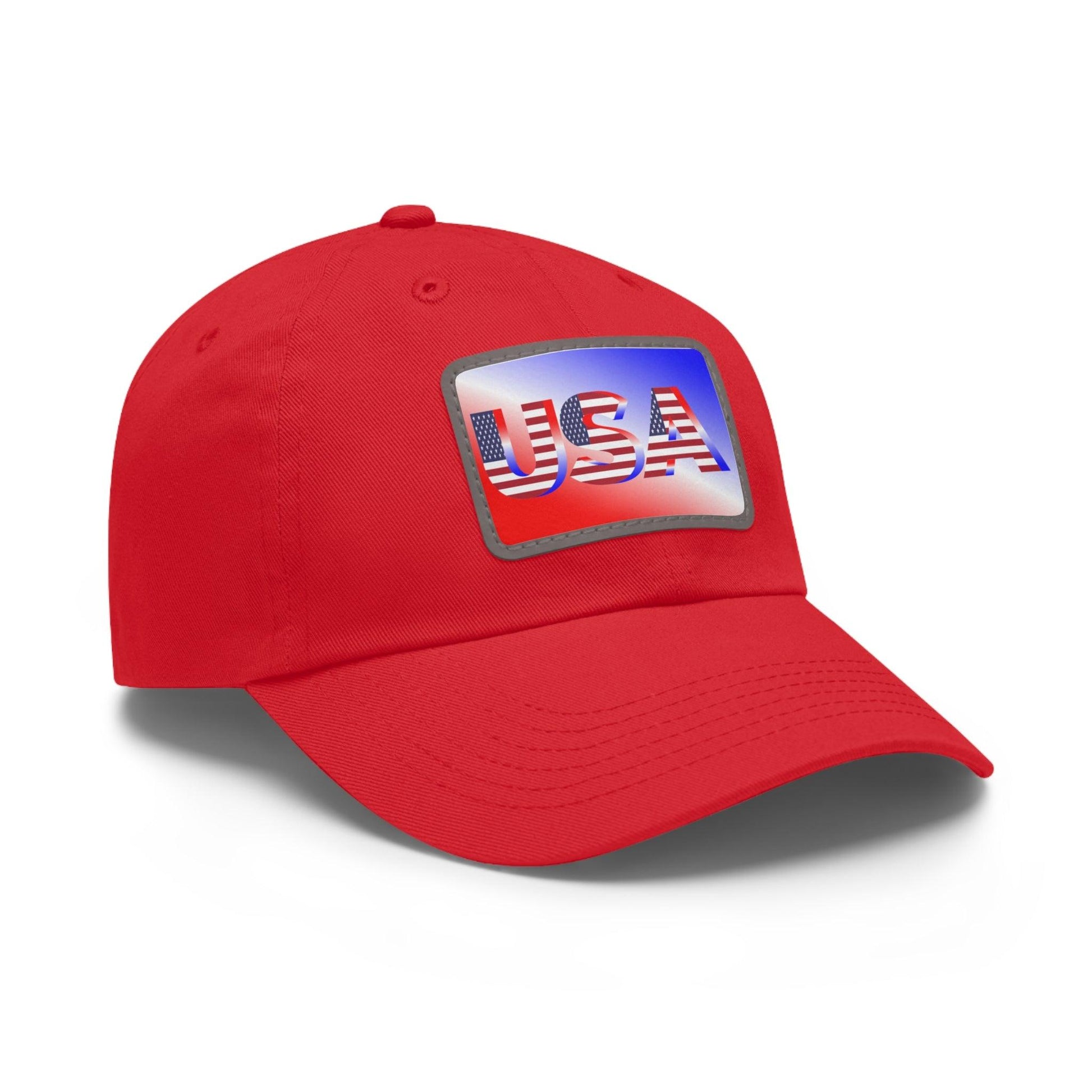 USA Red, White, and Blue Dad Hat with Leather Patch (Rectangle) - Lizard Vigilante