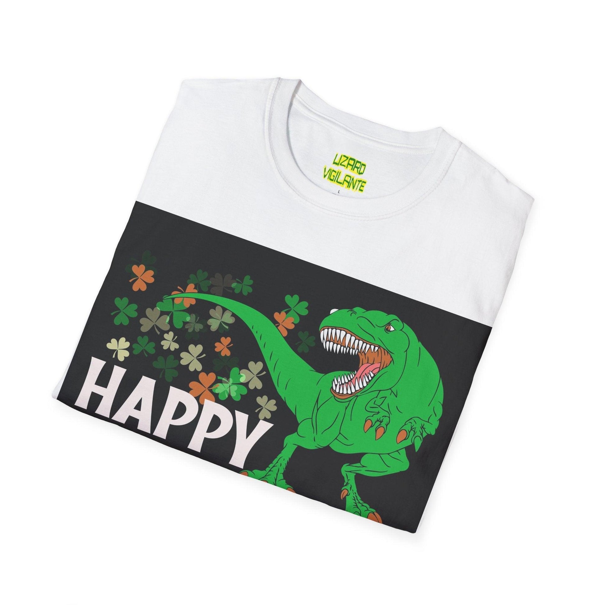 Happy St. Pat-Rex Day T-Rex Dinosaur Unisex Softstyle T-Shirt - Lizard Vigilante