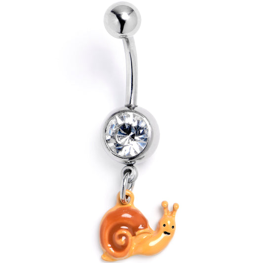 Clear Gem Cottagecore Snail Dangle Belly Ring