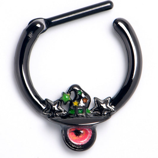 16G 5/16 Black Red Eye Witch Hat Cartilage Clicker