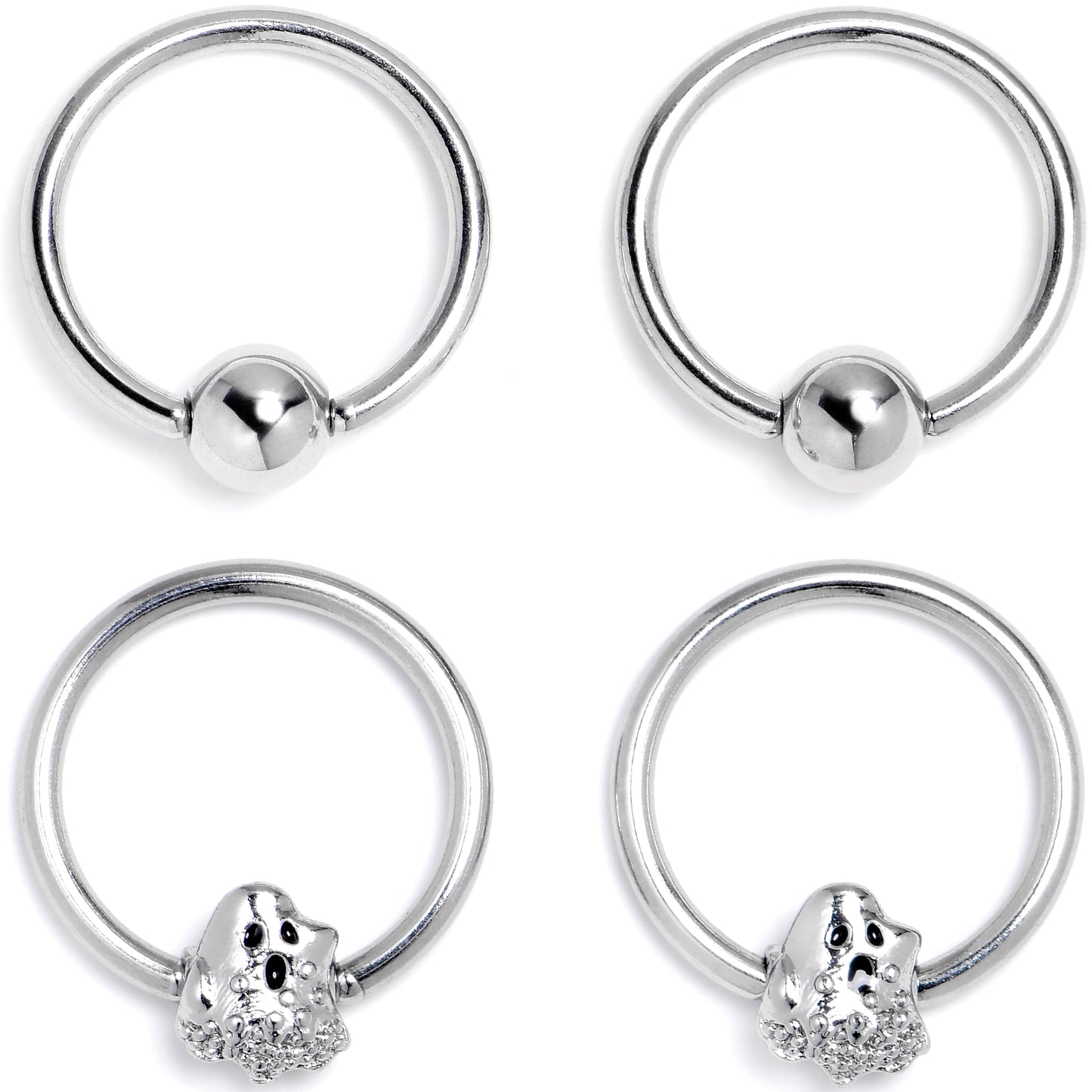 16G 3/8 Howling Ghost BCR Captive Ring Set of 4